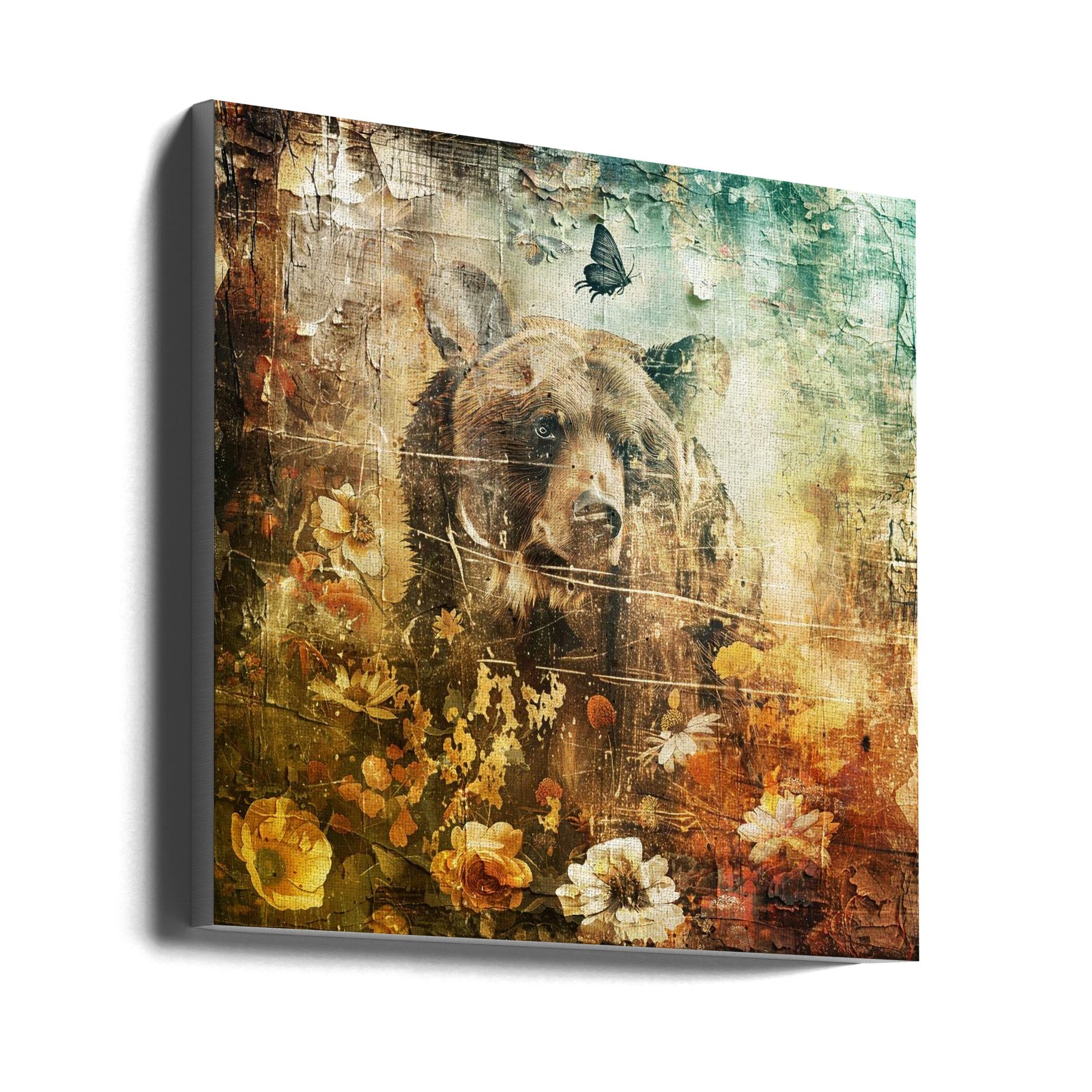 Wall Art Floral Animals Vintage Illustration 06-canvas-DECOROLALA