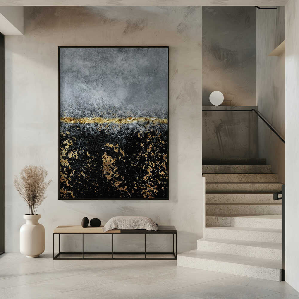 Wall Art Gold Black Abstract by Bilge Paksoylu-canvas prints-DECOROLALA