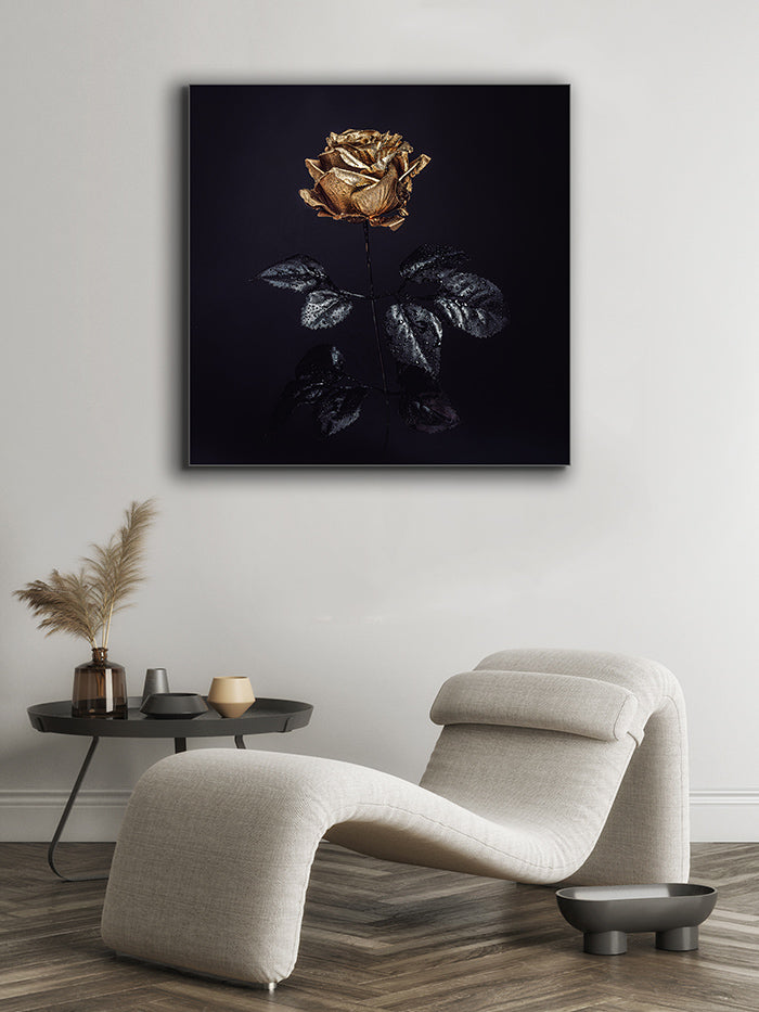 Wall Art Gold Rose Canvas Print 36x36-Wall Art-DECOROLALA