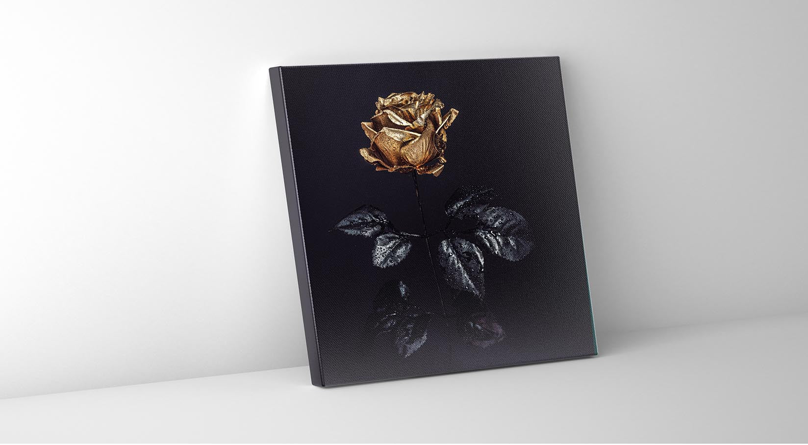 Wall Art Gold Rose Canvas Print 36x36-Wall Art-DECOROLALA