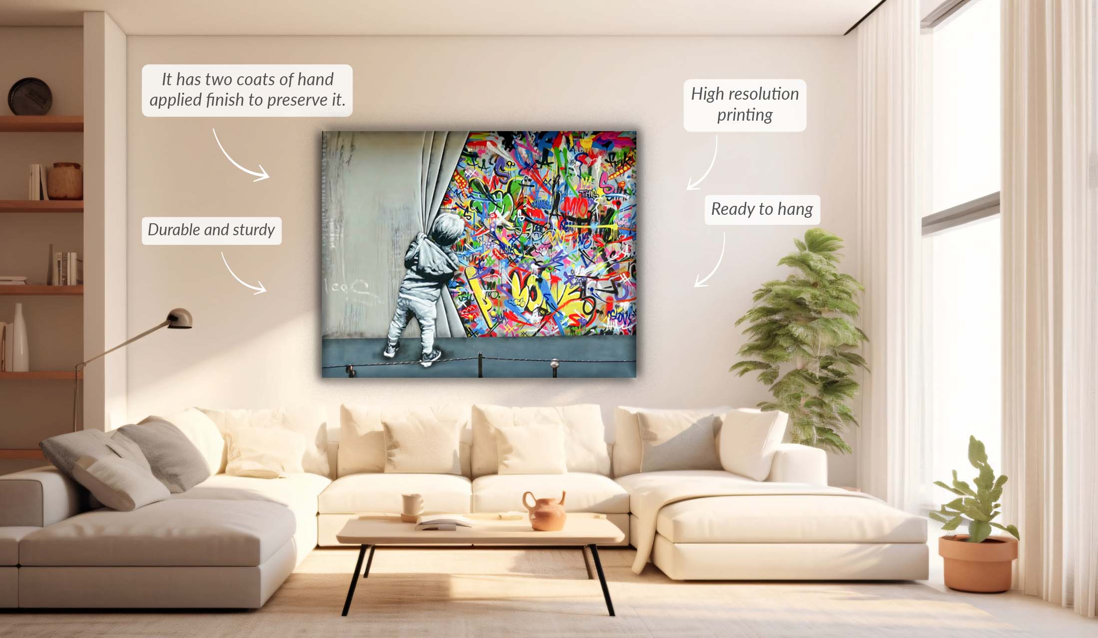 Wall Art Graffiti Canvas Print 48x36 Inch-Wall Art-DECOROLALA