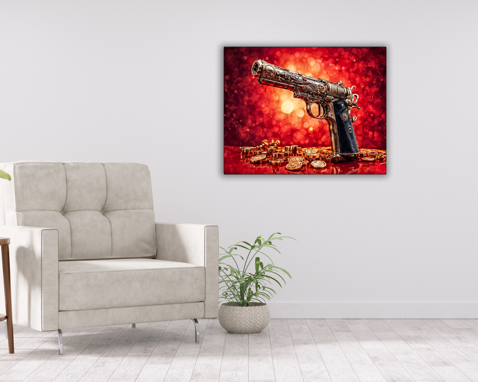 Wall Art-Gun & money -Canvas Printed-Pop art-Wall Art-DECOROLALA