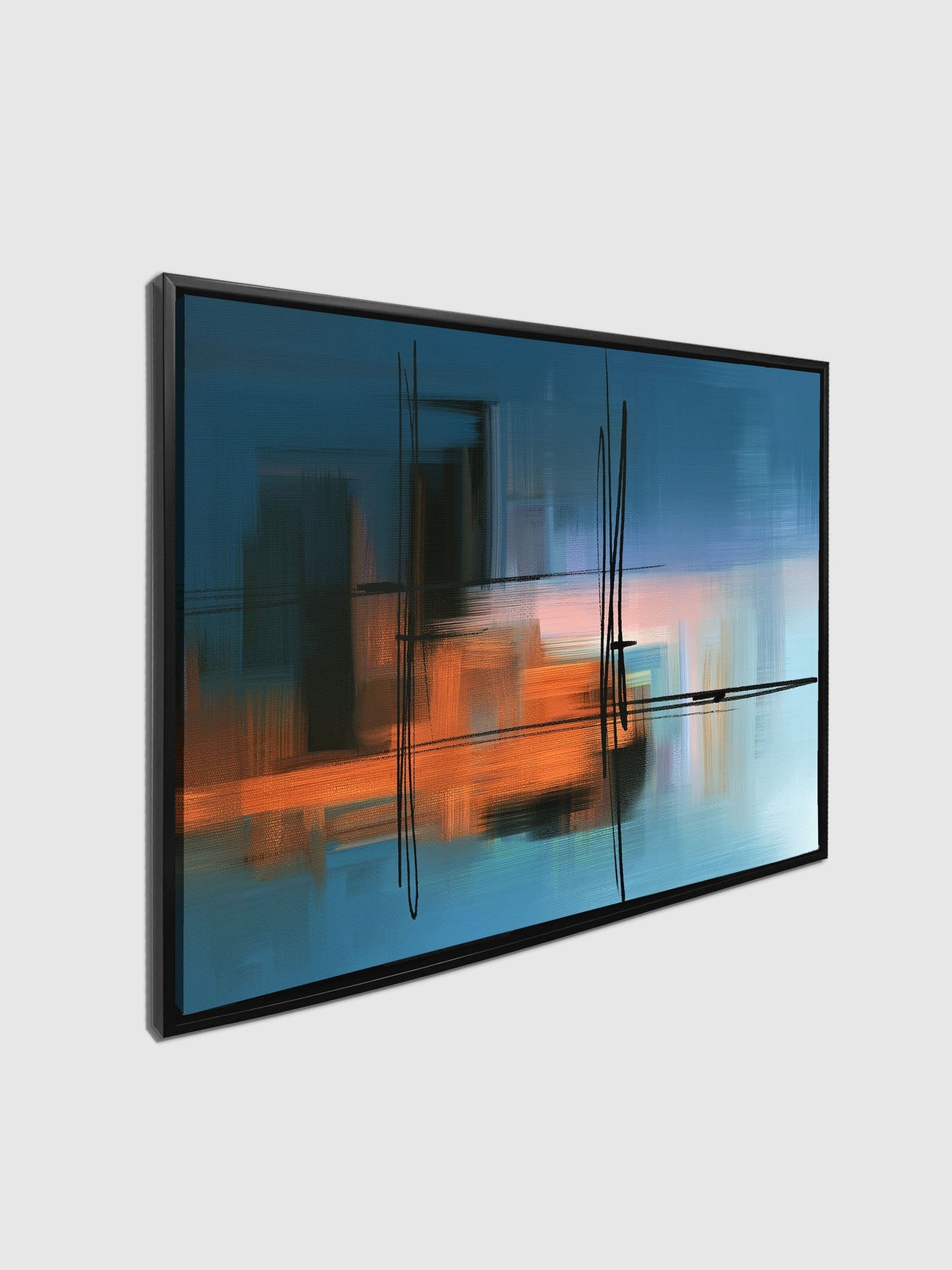 Wall Art-Hues of Blue Abstract- Fine Art Canvas - RGB varnish #4836-105-Wall Art-DECOROLALA