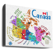 Wall Art Illustrated Map of Canada with Animals-Canvas Print-DECOROLALA