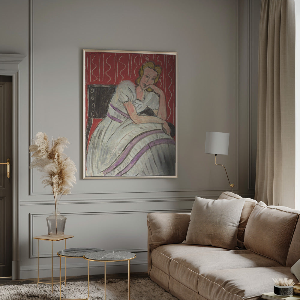 Wall Art Jeune Femme Assise En Robe Grise Matisse-canvas prints-DECOROLALA