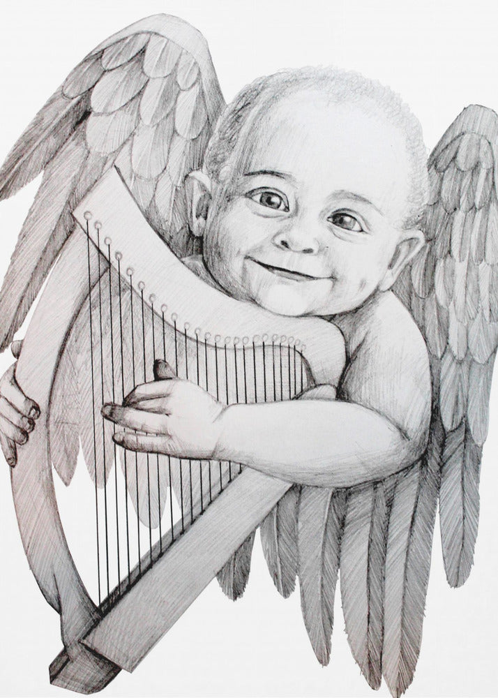 Wall Art Joyfully Playing A Harp by Violeta Vollmer-Canvas Print-DECOROLALA