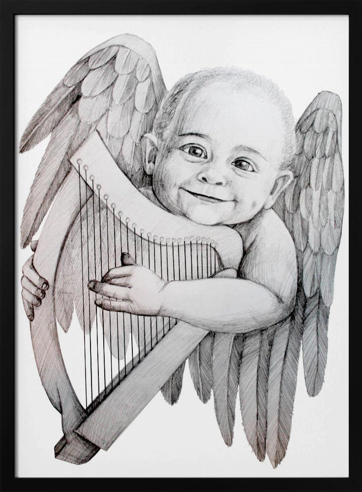 Wall Art Joyfully Playing A Harp by Violeta Vollmer-Canvas Print-DECOROLALA