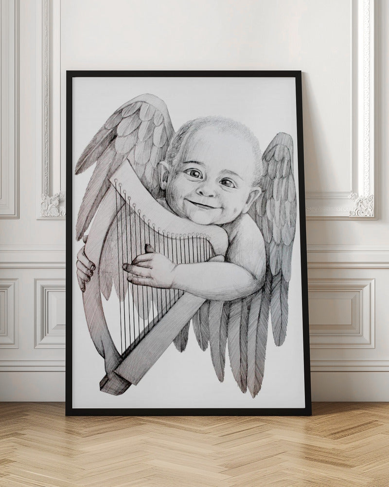 Wall Art Joyfully Playing A Harp by Violeta Vollmer-Canvas Print-DECOROLALA