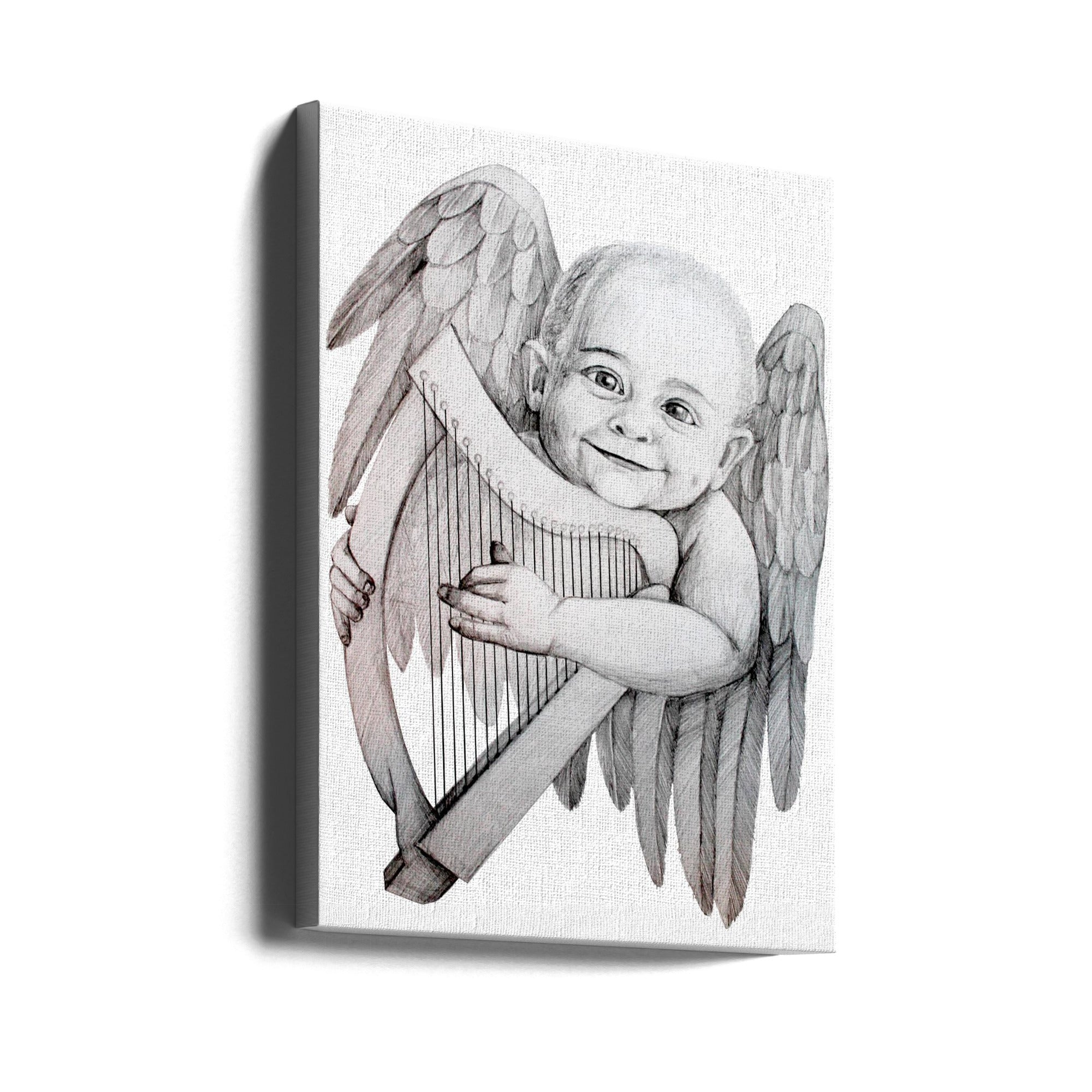 Wall Art Joyfully Playing A Harp by Violeta Vollmer-Canvas Print-DECOROLALA