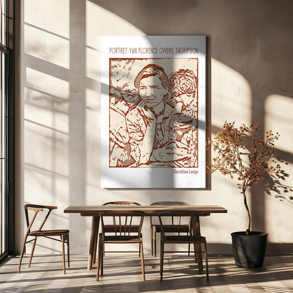 Wall Art Line Art Portrait Florence Owens Thompson-Canvas Print-DECOROLALA