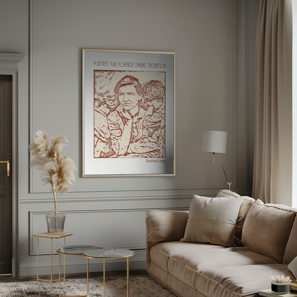 Wall Art Line Art Portrait Florence Owens Thompson-Canvas Print-DECOROLALA