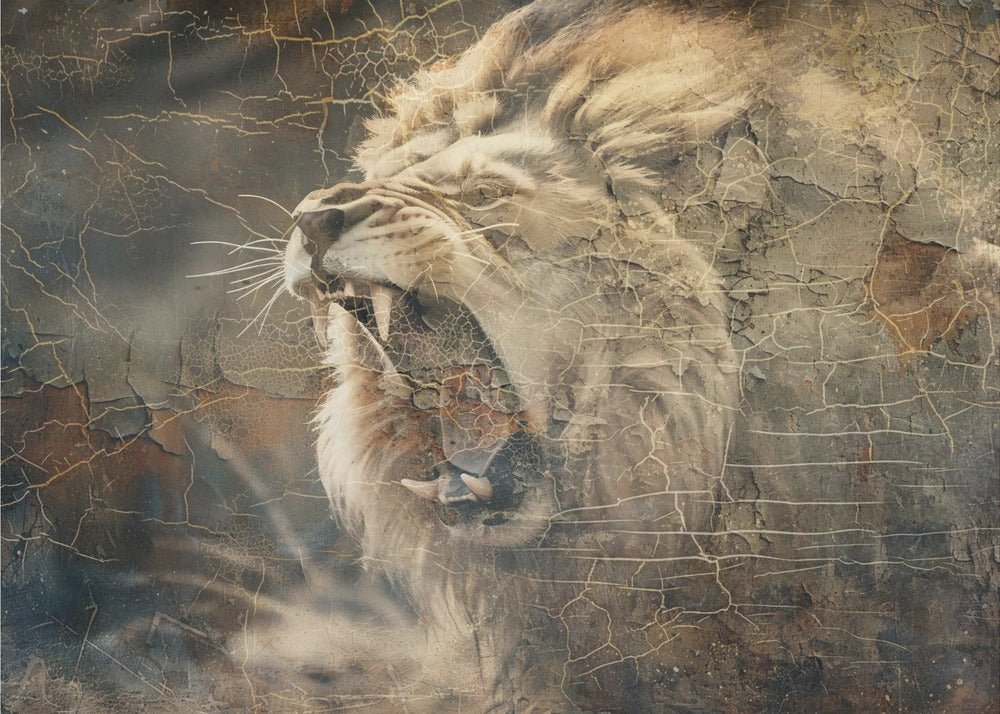 Wall Art Lion Animal Vintage Illustration-canvas-DECOROLALA