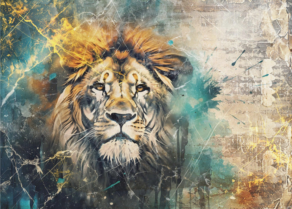 Wall Art Lion Vintage Illustration by Rafal Kulik-Canvas Print-DECOROLALA