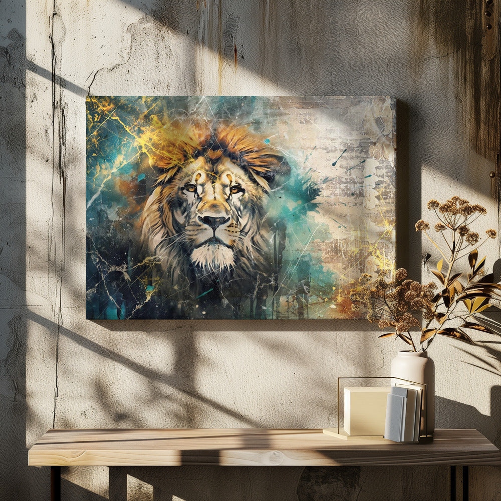 Wall Art Lion Vintage Illustration by Rafal Kulik-Canvas Print-DECOROLALA