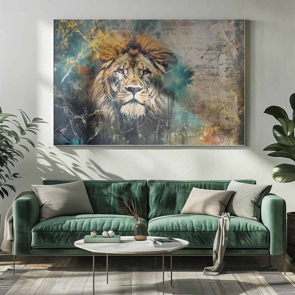 Wall Art Lion Vintage Illustration by Rafal Kulik-Canvas Print-DECOROLALA