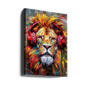 Wall Art Lion With Headphones by Justyna Jaszke-canvas-DECOROLALA