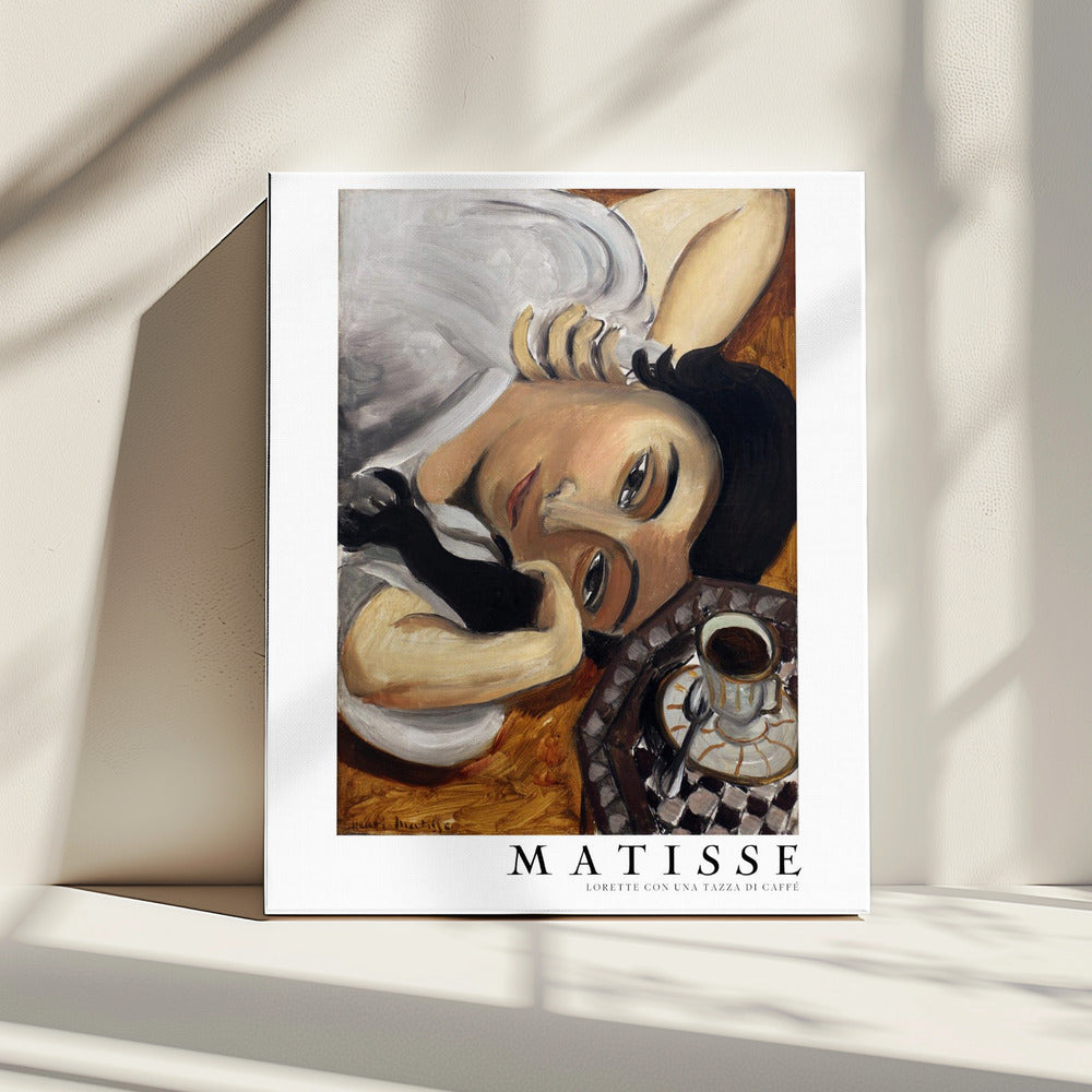 Wall Art Lorette Con Una Tazza Di Caffe 1916-canvas prints-DECOROLALA