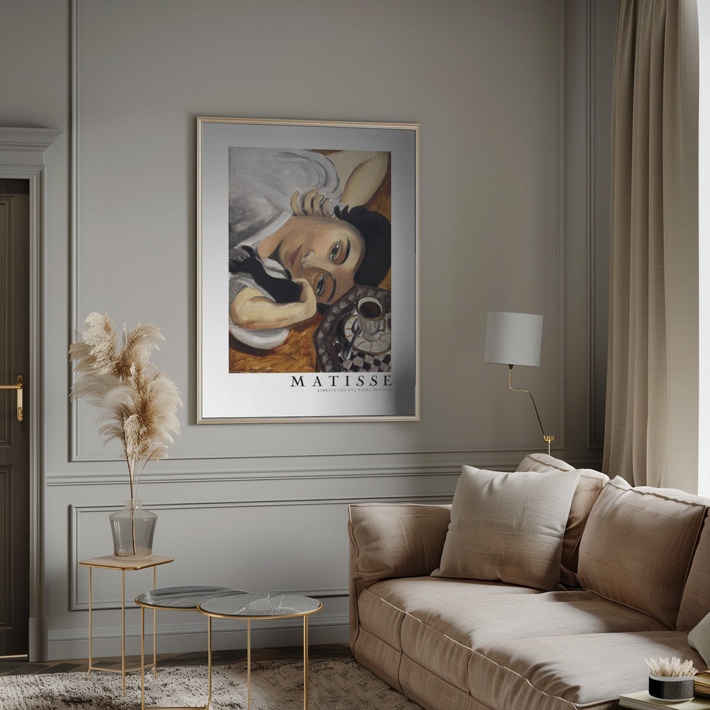 Wall Art Lorette Con Una Tazza Di Caffe 1916-canvas prints-DECOROLALA
