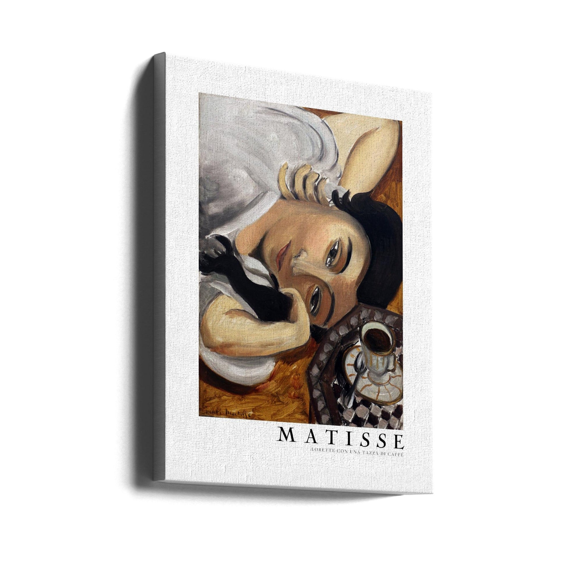 Wall Art Lorette Con Una Tazza Di Caffe 1916-canvas prints-DECOROLALA