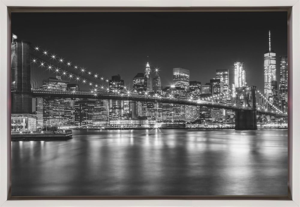 Wall Art Manhattan Skyline Brooklyn Bridge Monochrome-Canvas Print-DECOROLALA