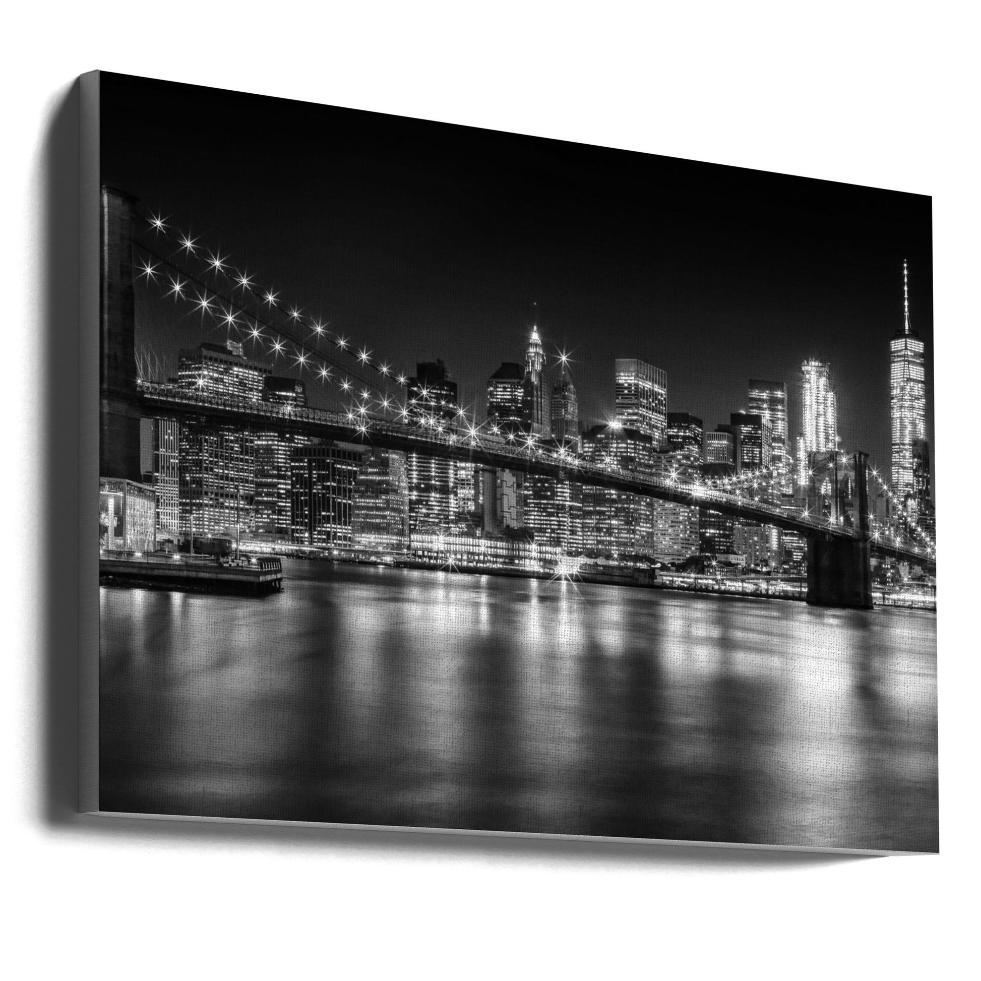 Wall Art Manhattan Skyline Brooklyn Bridge Monochrome-Canvas Print-DECOROLALA