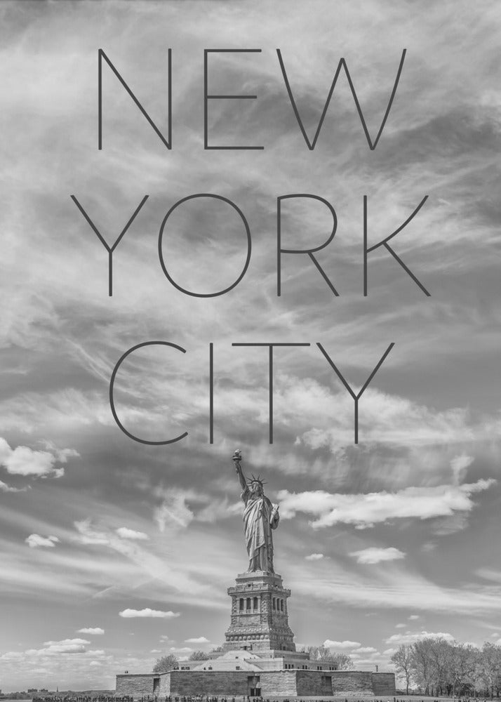 Wall Art NYC Statue of Liberty Text & Skyline-canvas-DECOROLALA