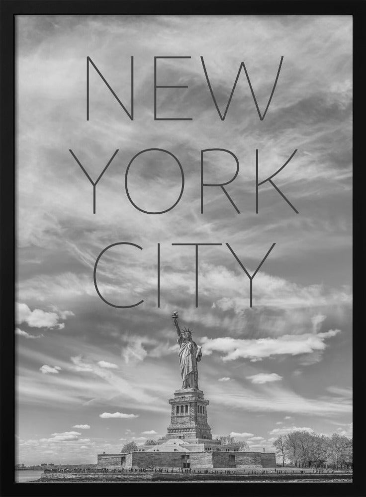 Wall Art NYC Statue of Liberty Text & Skyline-canvas-DECOROLALA