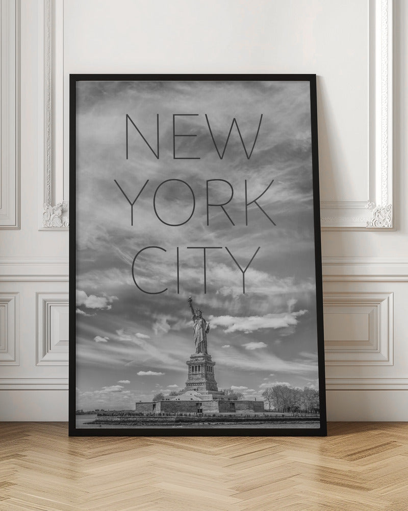 Wall Art NYC Statue of Liberty Text & Skyline-canvas-DECOROLALA