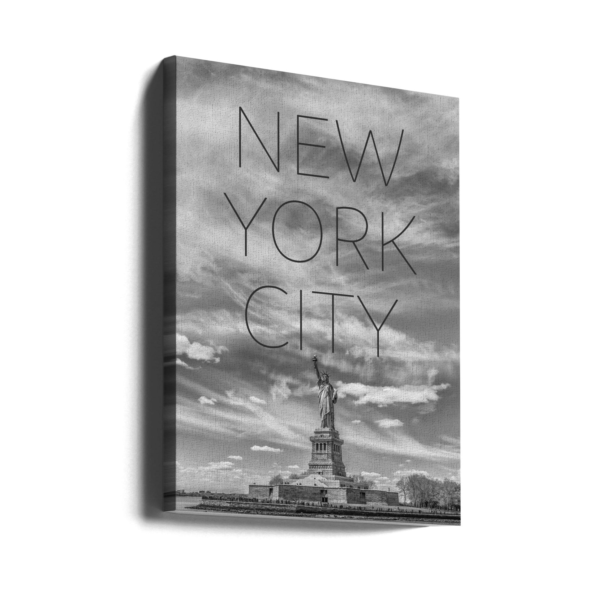 Wall Art NYC Statue of Liberty Text & Skyline-canvas-DECOROLALA