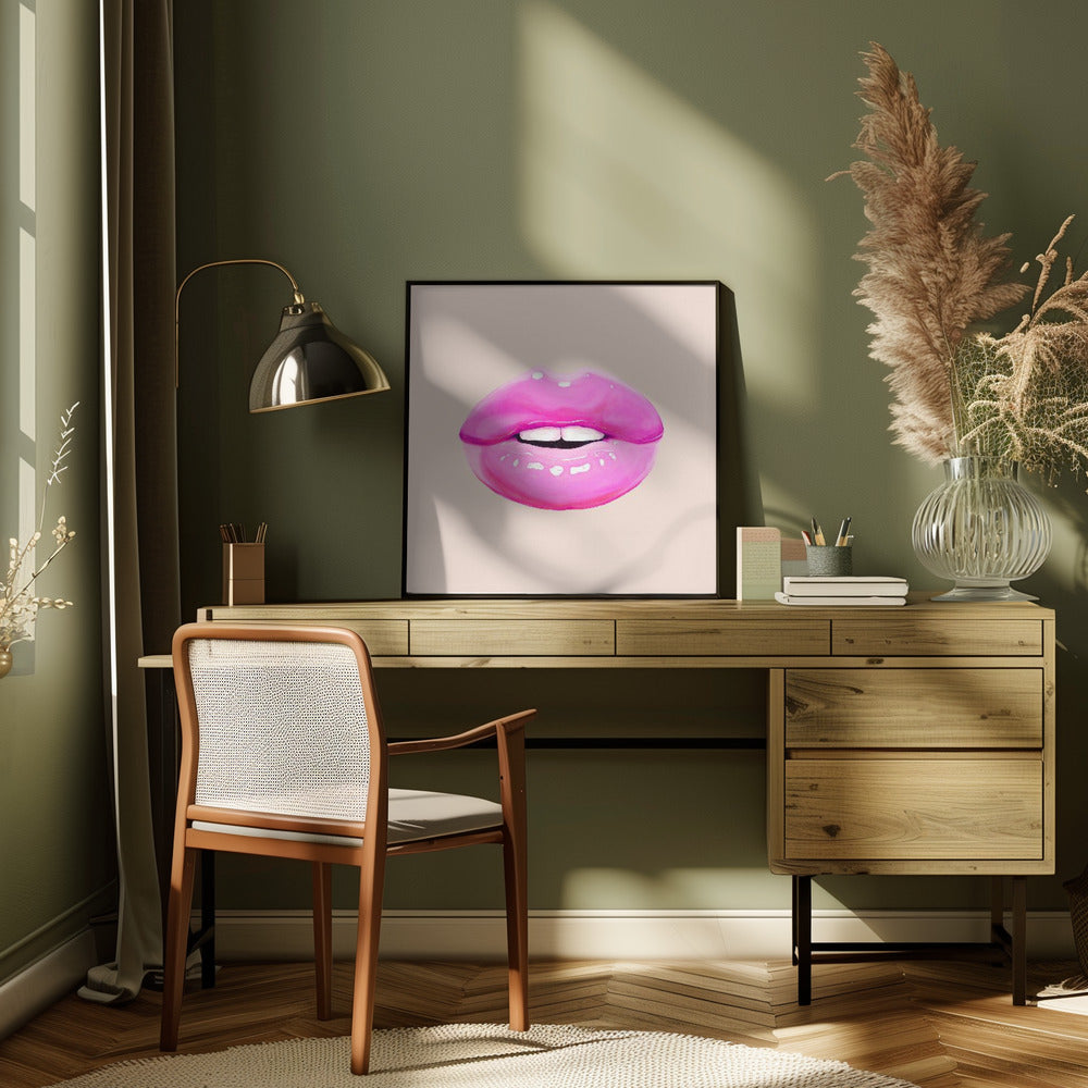 Wall Art Pink Lips by Vitor Costa-canvas-DECOROLALA