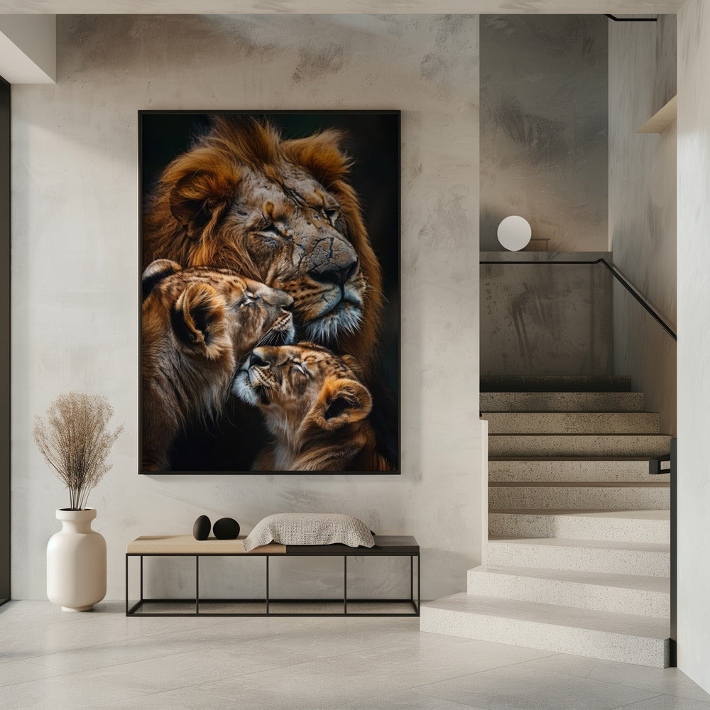 Wall Art Poster Lion Family 2 by Bilge Paksoylu-canvas-DECOROLALA