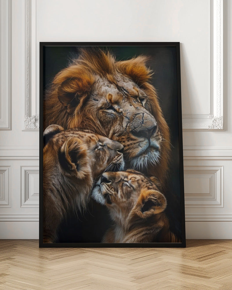 Wall Art Poster Lion Family 2 by Bilge Paksoylu-canvas-DECOROLALA