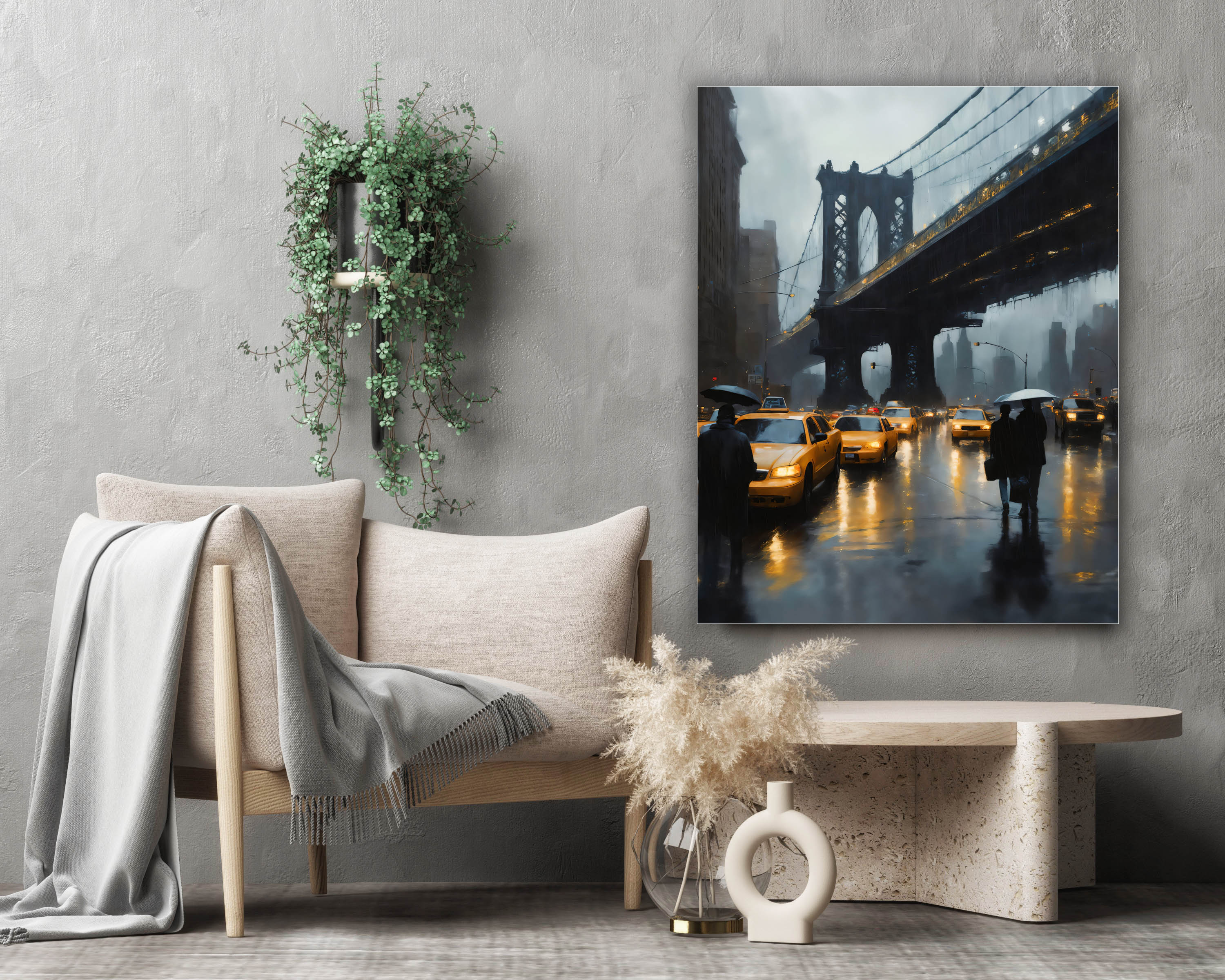 Wall Art-Stylized DUMBO NYC Bridge Skyline-Canvas Print-Wall Art-DECOROLALA