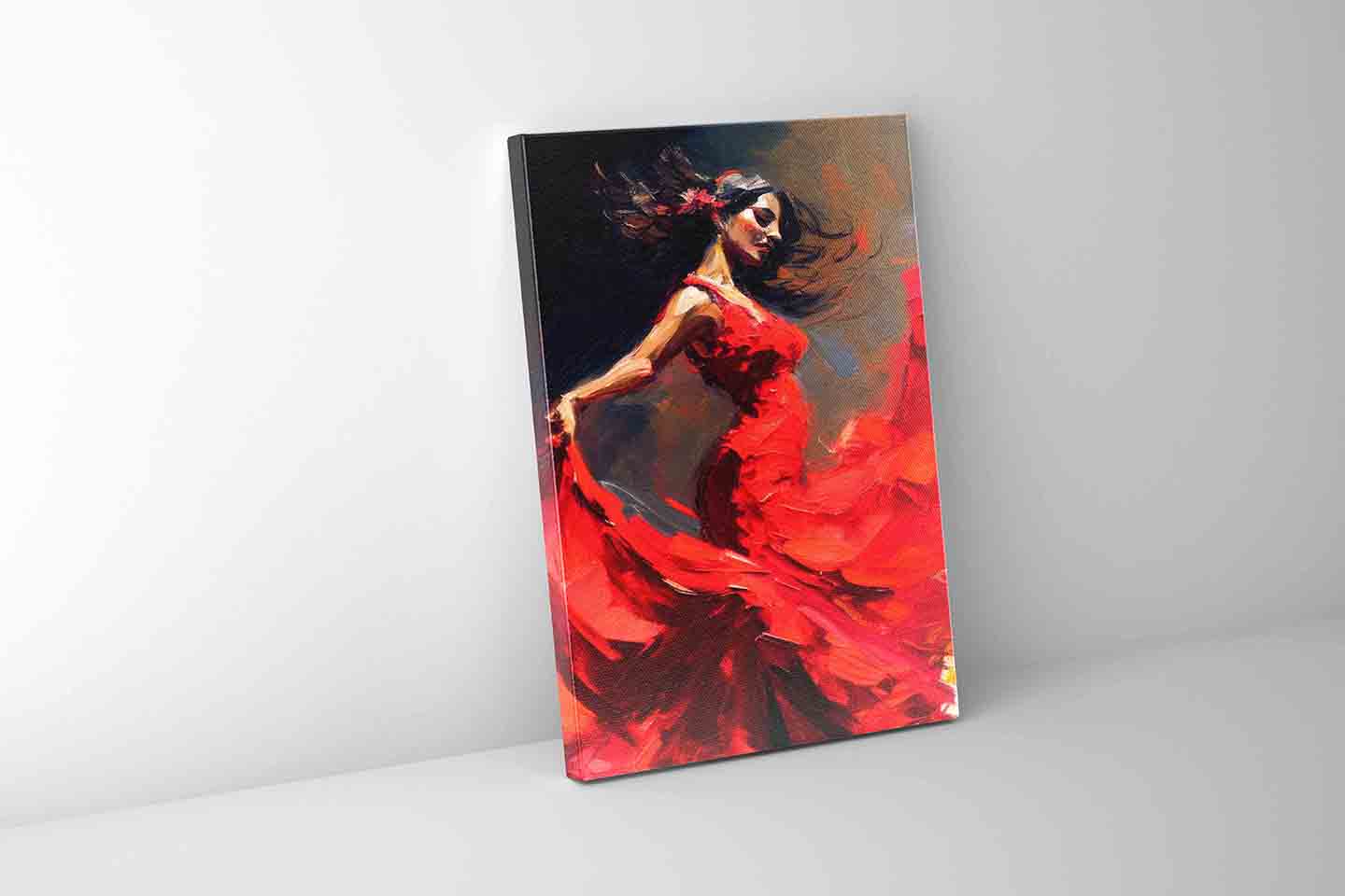 Wall Art-The red dress-Fine Artwork. Gold varnish-Wall Art-DECOROLALA