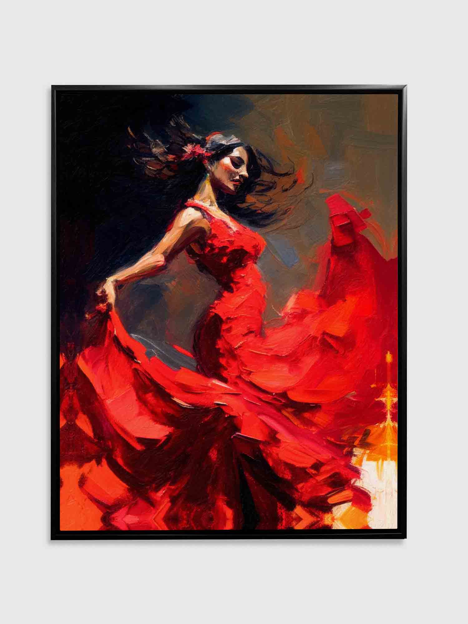 Wall Art-The red dress-Fine Artwork. Gold varnish-Wall Art-DECOROLALA
