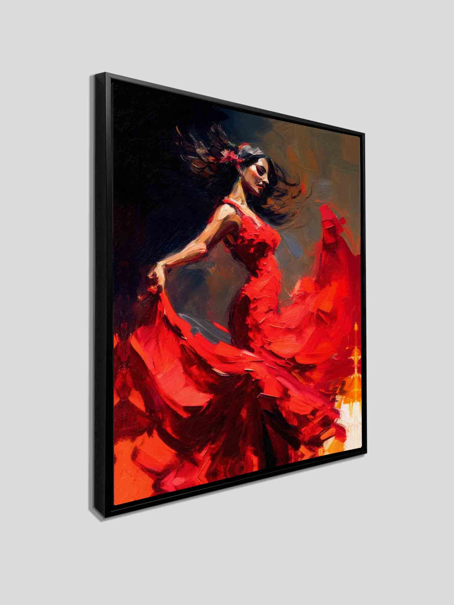 Wall Art-The red dress-Fine Artwork. Gold varnish-Wall Art-DECOROLALA