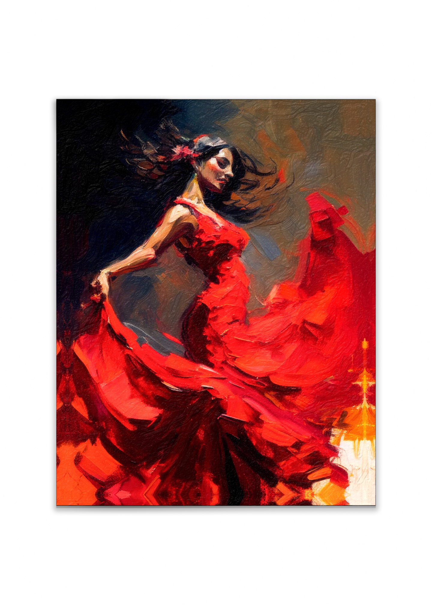 Wall Art-The red dress-Fine Artwork. Gold varnish-Wall Art-DECOROLALA