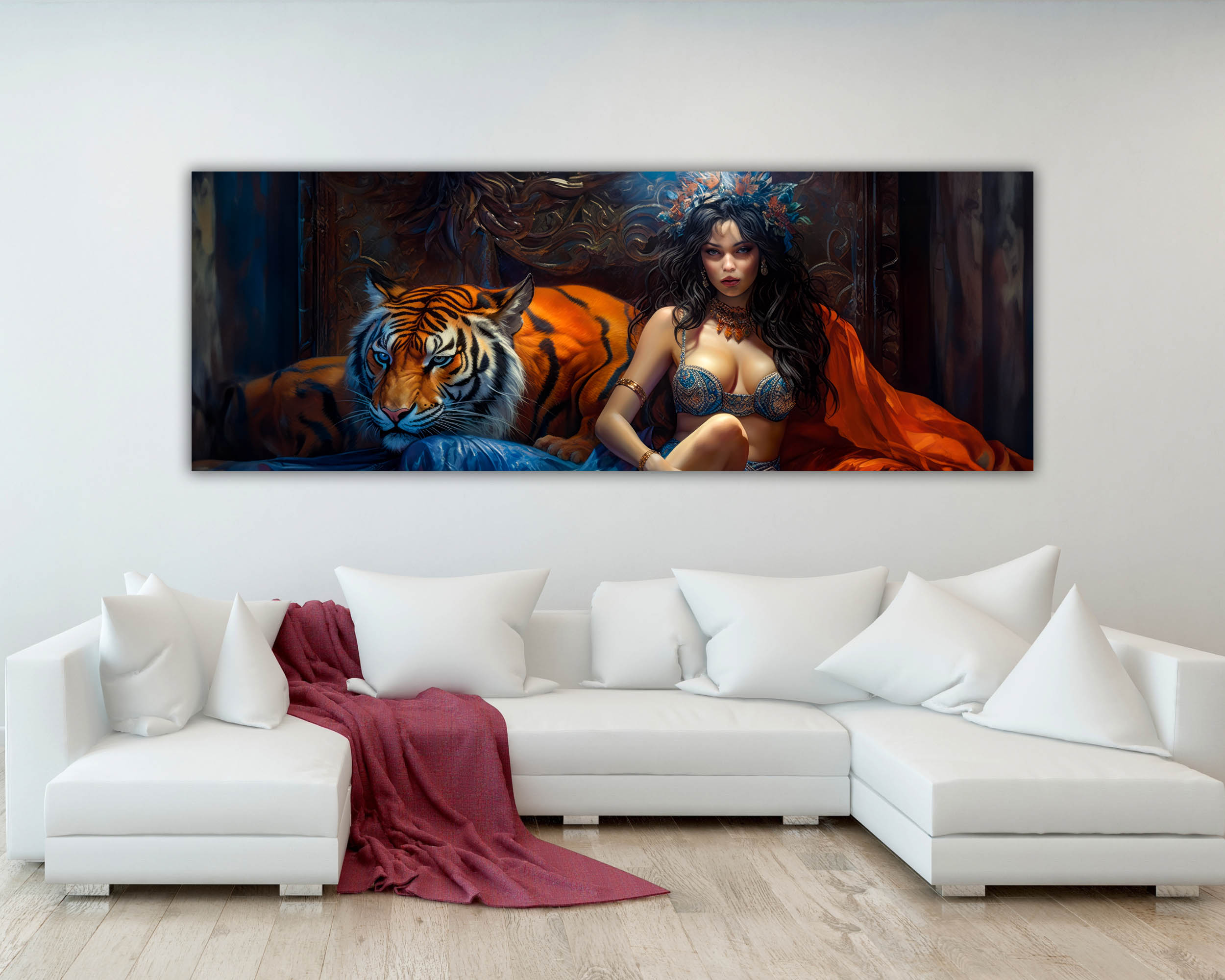 Wall Art Tiger Tamer Fine Art Canvas 72x24-Wall Art-DECOROLALA