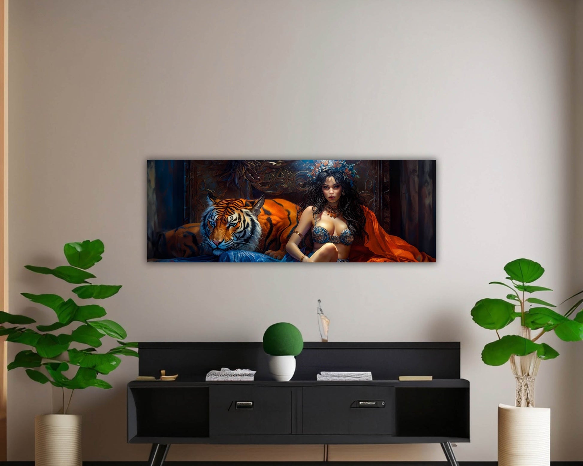 Wall Art Tiger Tamer Fine Art Canvas 72x24-Wall Art-DECOROLALA