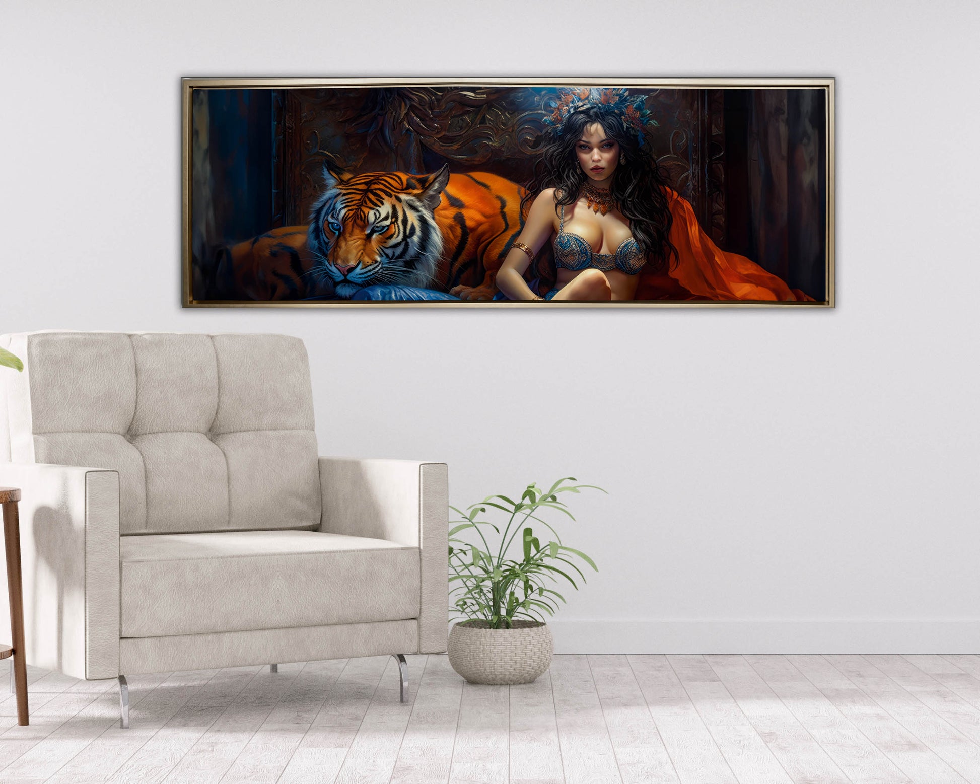 Wall Art Tiger Tamer Fine Art Canvas 72x24-Wall Art-DECOROLALA