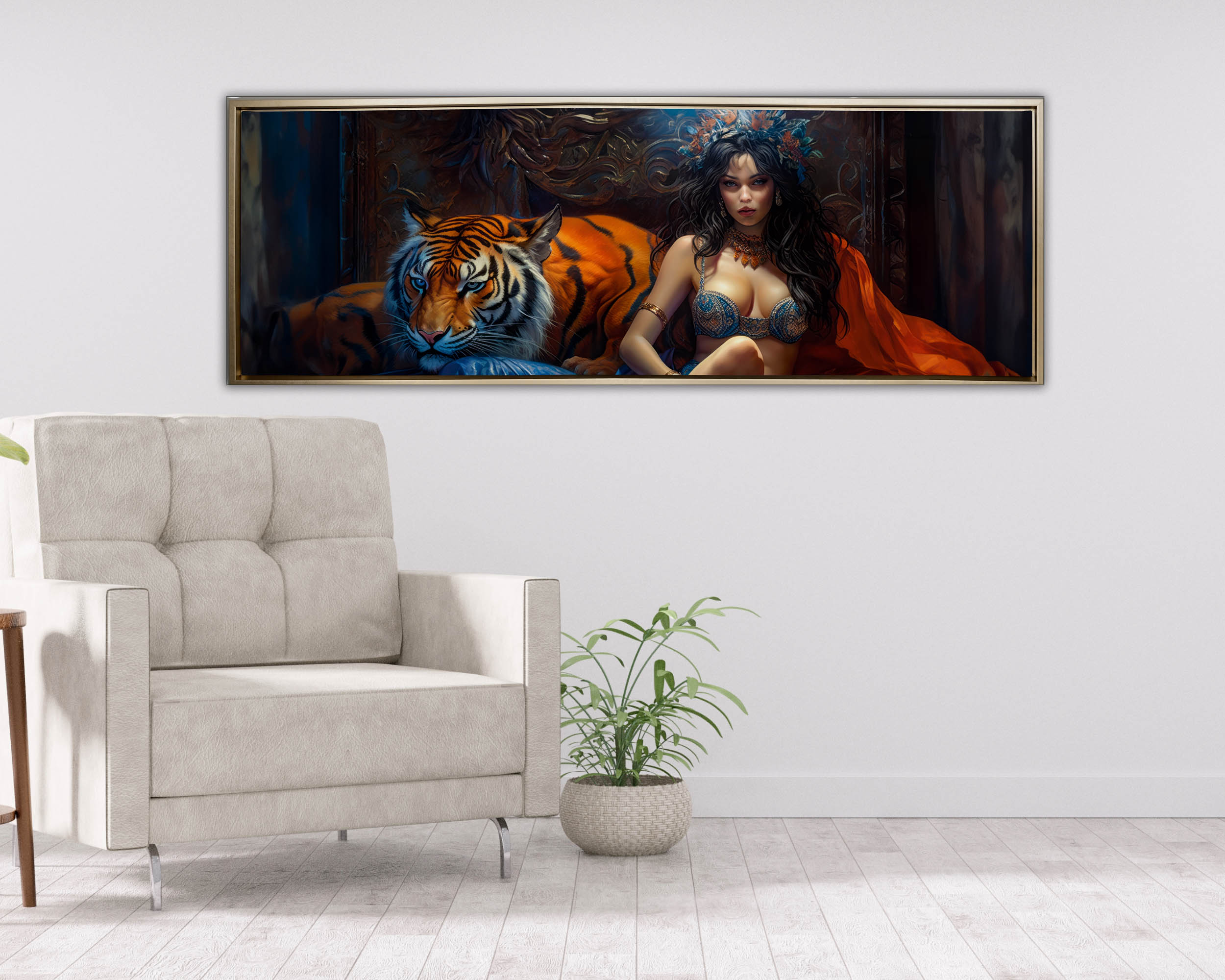 Wall Art Tiger Tamer Fine Art Canvas 72x24-Wall Art-DECOROLALA