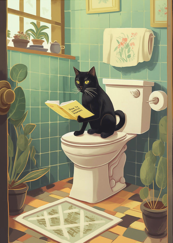 Wall Art Toilet Cat by Andreas Magnusson-Canvas Print-DECOROLALA