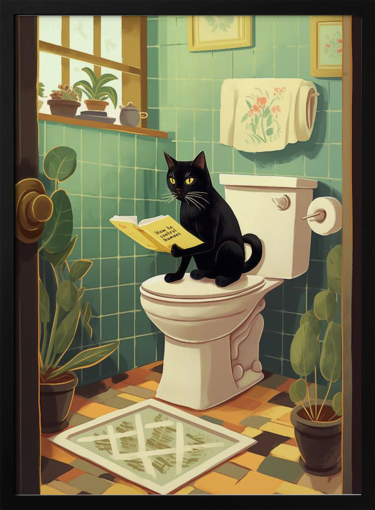 Wall Art Toilet Cat by Andreas Magnusson-Canvas Print-DECOROLALA