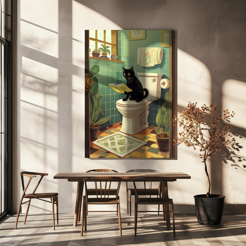 Wall Art Toilet Cat by Andreas Magnusson-Canvas Print-DECOROLALA