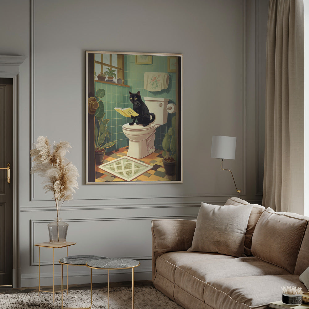 Wall Art Toilet Cat by Andreas Magnusson-Canvas Print-DECOROLALA