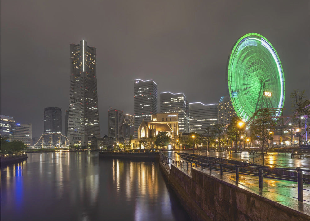 Wall Art Yokohama Skyline at Night by Melanie Viola-canvas-DECOROLALA