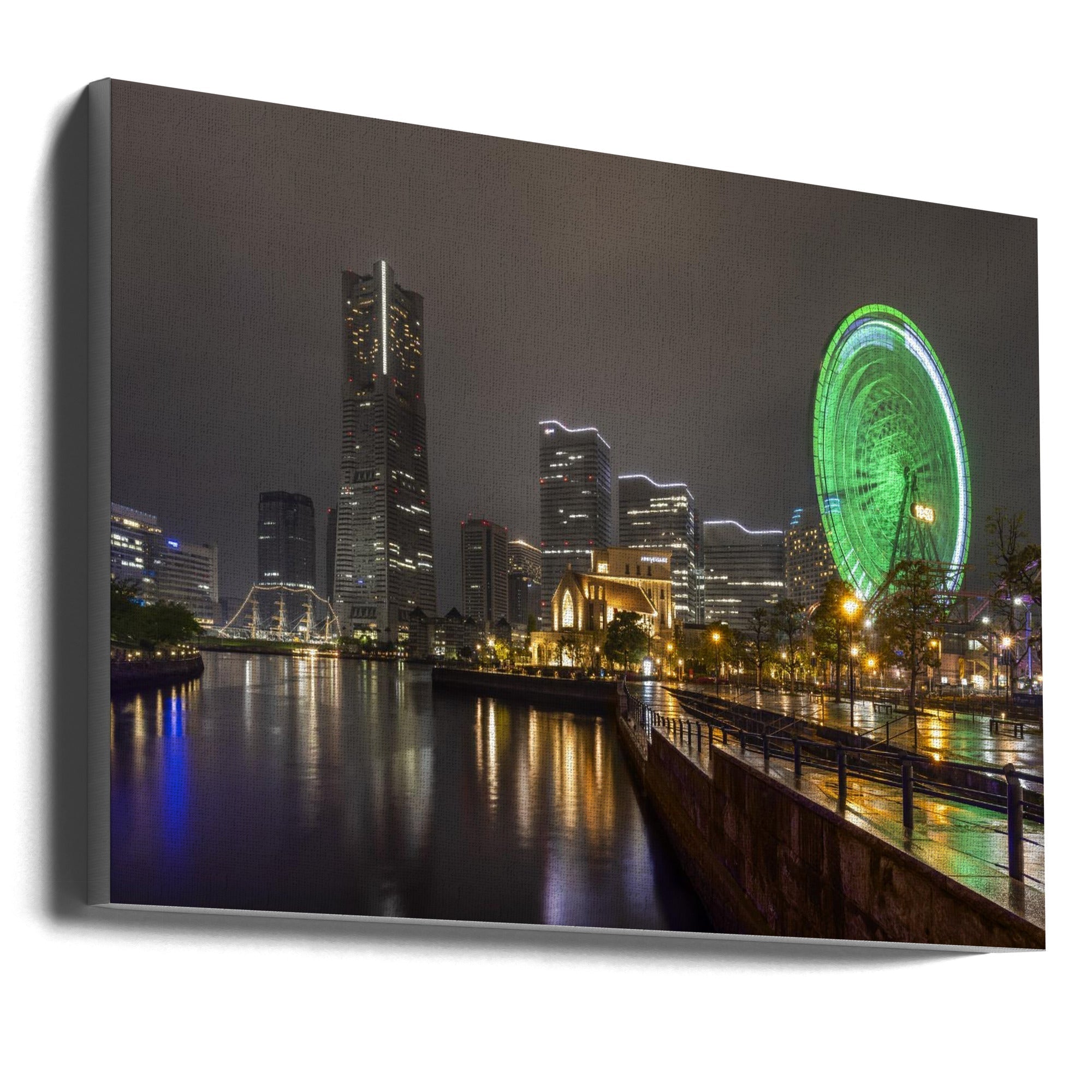 Wall Art Yokohama Skyline at Night by Melanie Viola-canvas-DECOROLALA
