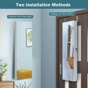 Wall Door Mounted Jewelry Armoire with Frameless LED Mirror-White-Jewelry Armoires-DECOROLALA