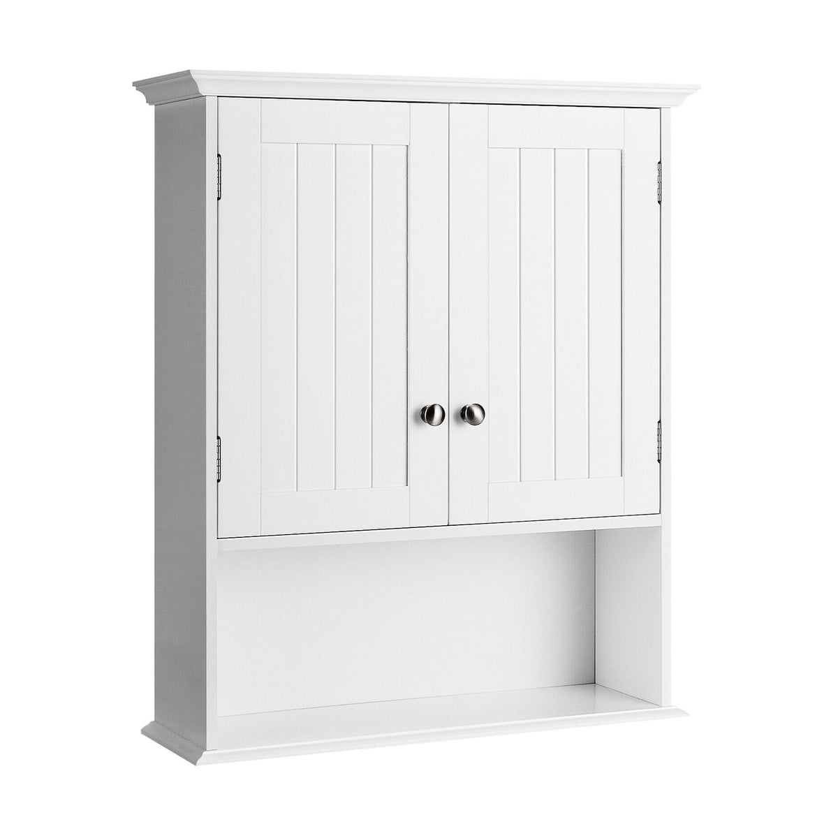 Wall Mount Bathroom Cabinet Organizer - White MDF 24" x 28"-Bathroom Wall Cabinets-DECOROLALA
