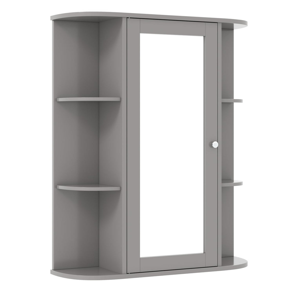 Wall Mount Bathroom Mirror Cabinet - Gray 23.5" MDF 8-Shelf-Bathroom Wall Cabinets-DECOROLALA